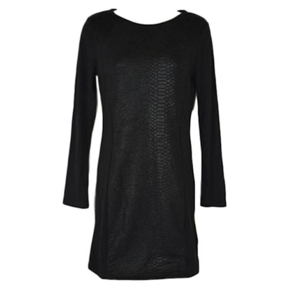 Divided Snake Skin Accented L/S Sheath Dress 10
